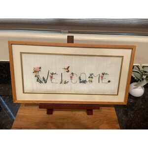 Vintage Cross Stitch Embroidery “Welcome”